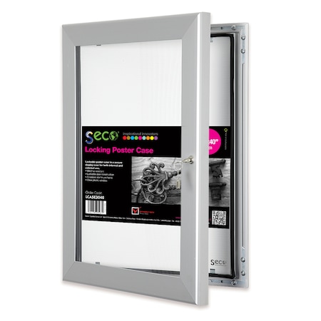 Seco Locking Poster Case, 30" x 40", Silver LOCKINGCASE3040SV